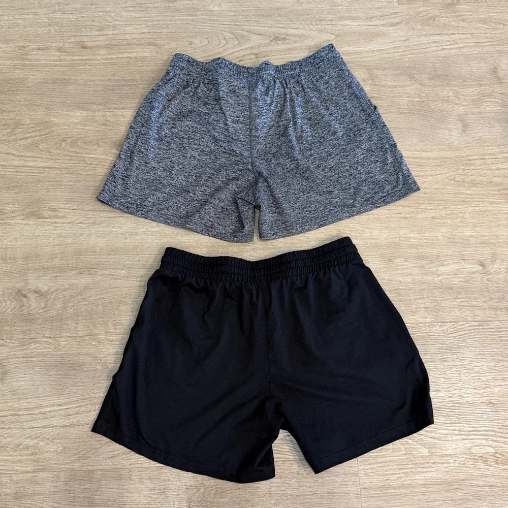 Women's Active Drawstring Shorts - Gray & Black - Picture 5 of 9